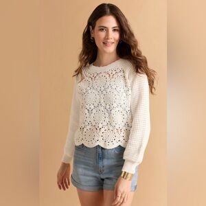 Francesca's Collections Cream Textured Sweater